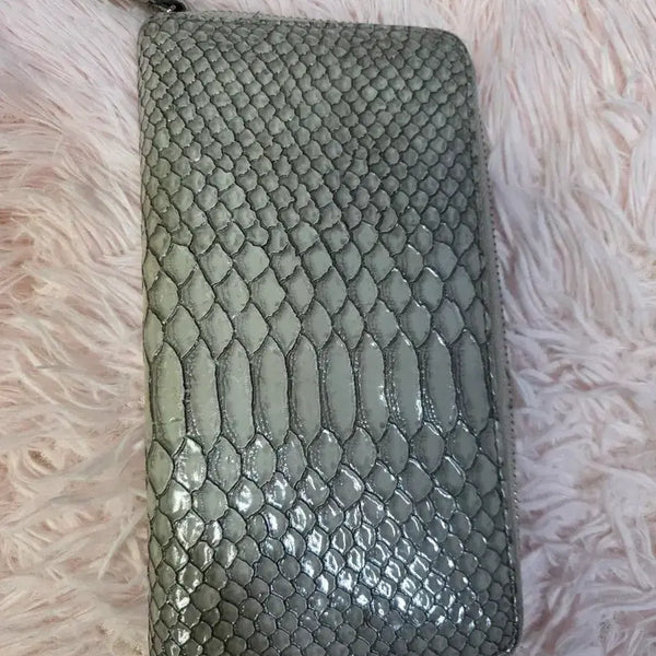 [BUNJANG] Unisex Leather Snake Pattern Long Wallet / 가죽 뱀피 패턴 장지갑    공용