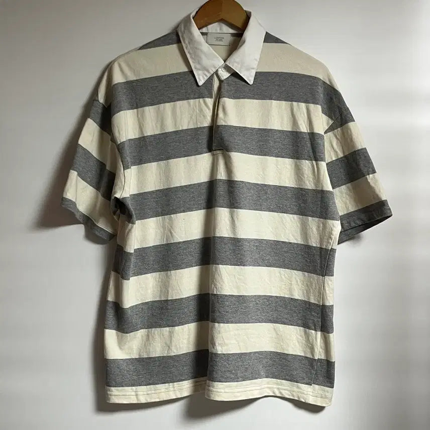 [BUNJANG] Common Lab Studio Stripe Rugby T-Shirt / 공용 랩스튜디오 스트라이프 럭비 티셔츠 반팔 폴로 피케 티셔츠 Free