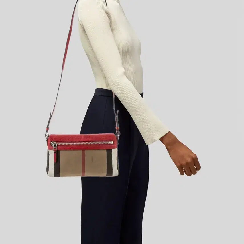 [BUNJANG] Burberry Check Leather Shoulder Bag Red / 버버리 체크 크로스백 레드