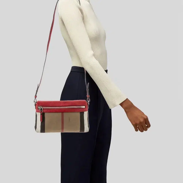 [BUNJANG] Burberry Check Leather Shoulder Bag Red / 버버리 체크 크로스백 레드