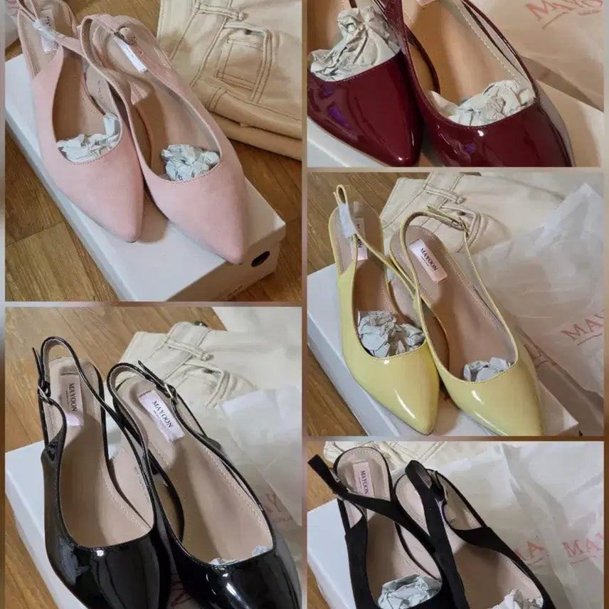 [BUNJANG] May Yoon Enamel & Suede Slingback Heels / (새상품)메이윤 에나멜 슬링백 7cm, 스웨이드 슬링백 4.5cm