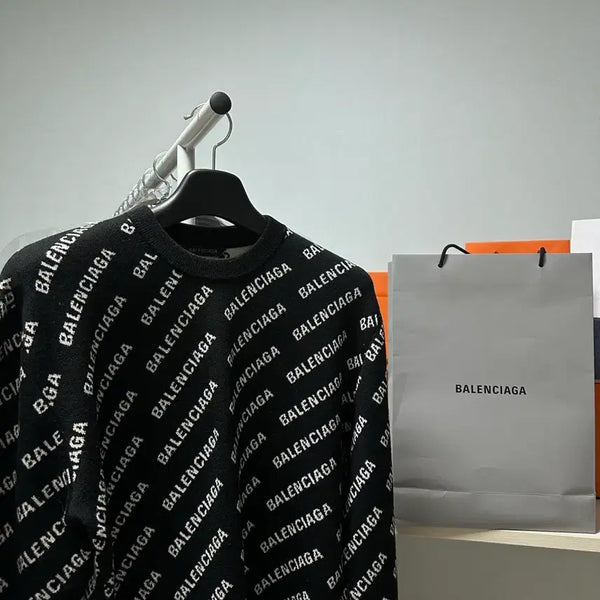 [BUNJANG] Balenciaga All Over Logo Knit Black M / 풀구성 발렌시아가 올오버 로고 니트 블랙 판매