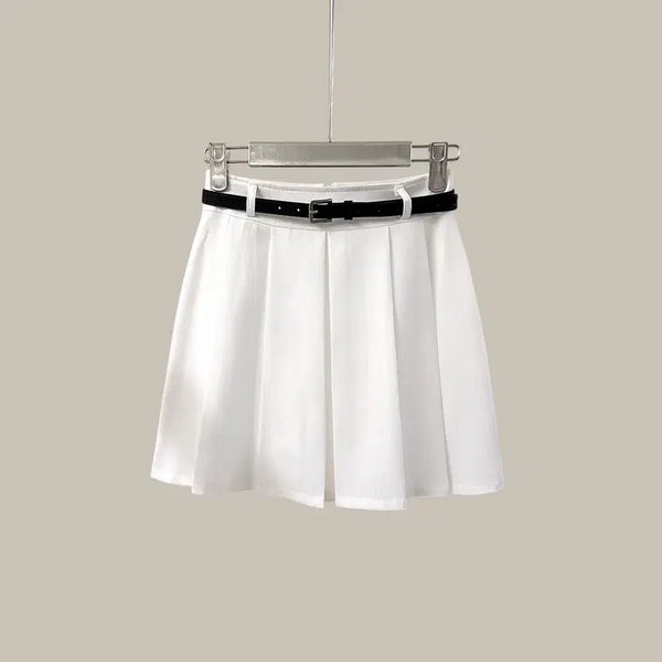 [BUNJANG] Basic Pleated Belt Set Mini Skirt / *굿바이세일* 베이직 플리츠 벨트 세트 미니 스커트 (B1668)