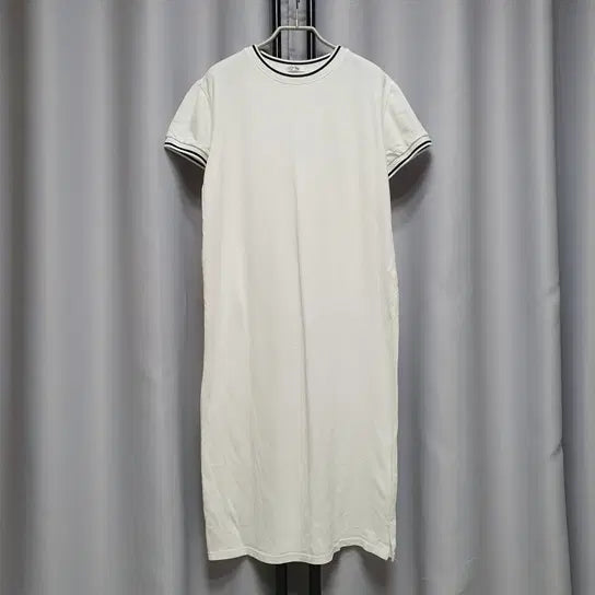 [BUNJANG] White Contrast Short Sleeve Casual Dress / 화이트 배색 반팔 캐주얼 원피스