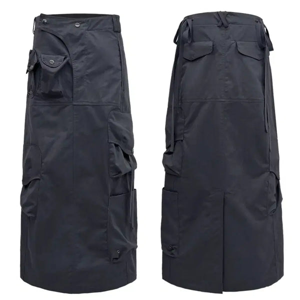 [BUNJANG] Nache Strap Cargo Maxi Skirt Charcoal / 나체 nache 스트랩 카고 맥시 스커트 차콜