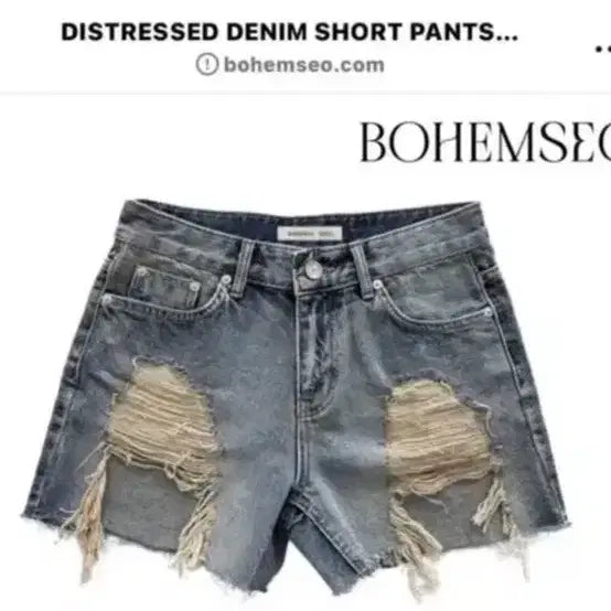 [BUNJANG] Bohemian Seoul Distressed Denim Short Pants / L) 보헤미안서울 DISTRESSED DENIM SHORT PANTS