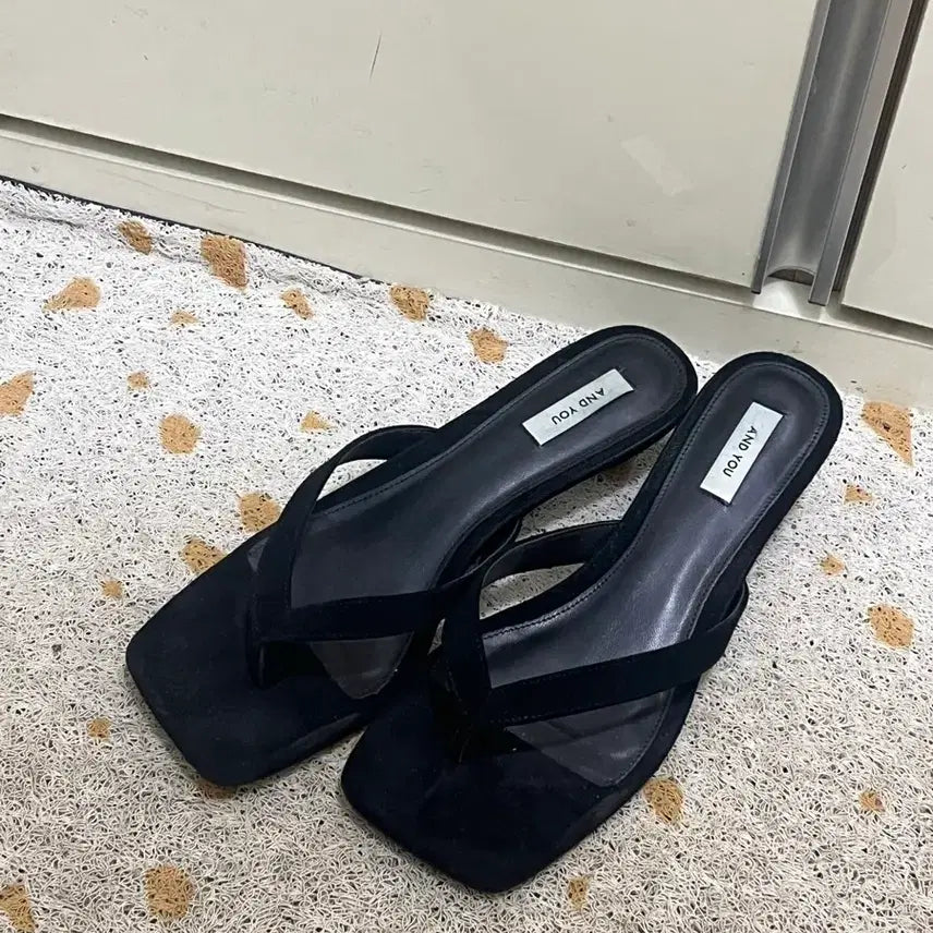[BUNJANG] ANDYOU Suede Kitten Heel Mules / 앤유 스웨이드 키튼힐 쪼리