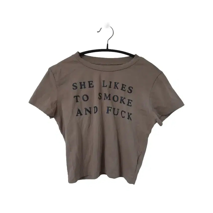 [BUNJANG] Lettering Crop Short Sleeve T-Shirt Vintage Top / 레터링 크롭 반팔 티셔츠 빈티지 탑