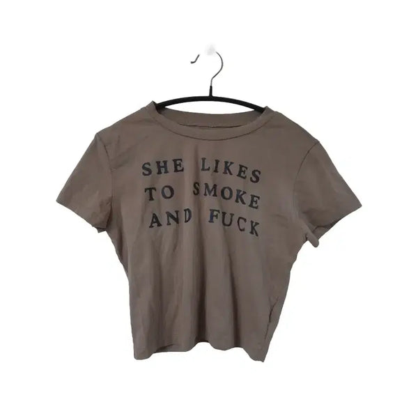 [BUNJANG] Lettering Crop Short Sleeve T-Shirt Vintage Top / 레터링 크롭 반팔 티셔츠 빈티지 탑