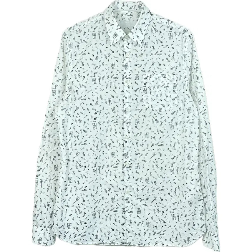 [BUNJANG] Prada Printed Shirt White Size 39 / [39] 프라다 프린팅 셔츠