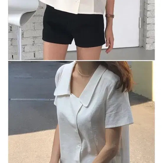 [BUNJANG] Code Yu Short Sleeve Blouse / 코드유 반팔 블라우스