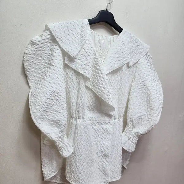 [BUNJANG] System Frill Seer Puffed Loose Fit Blouse / 시스템 프릴 세라 퍼프 루즈핏 블라우스