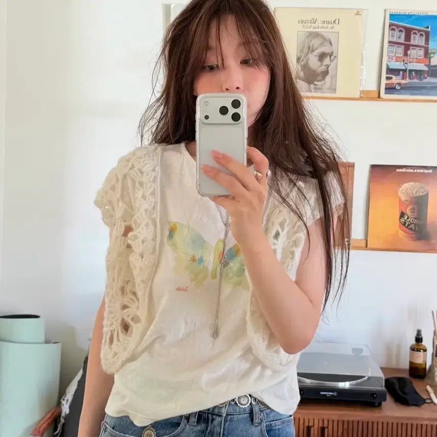 [BUNJANG] Fleta Butterfly Short Sleeve T-Shirt / 플레따 버터플라이 반팔 티셔츠
