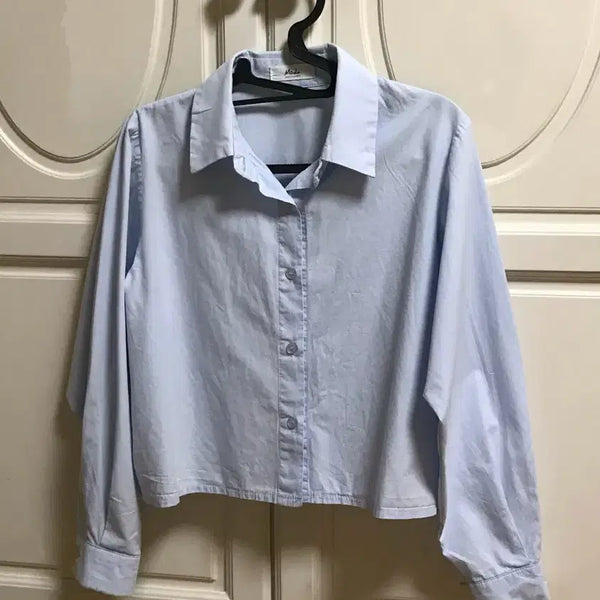 [BUNJANG] Pintuck Crop Blouse / 핀턱 크롭 셔츠 블라우스