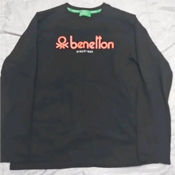 [BUNJANG] Benetton Women's Logo Print Long Sleeve T-shirt Black S / 베네통 여성용 로고 프린트 긴팔티셔츠 블랙 S