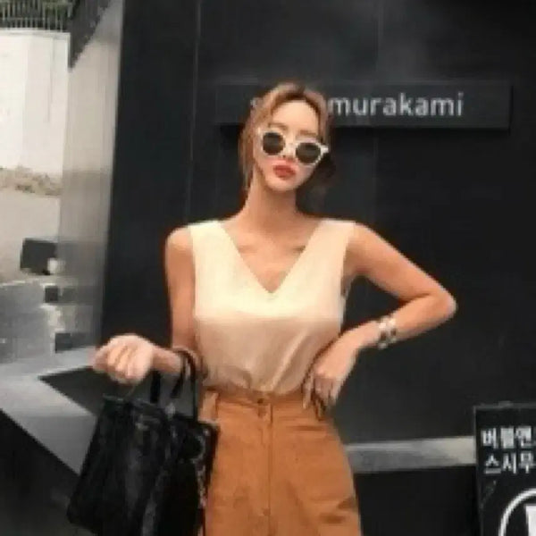 [BUNJANG] Maybins The Hen Silk Sleeveless Top (Beige) / 메이빈스/ 실크 슬리브리스(베이지, 새상품)