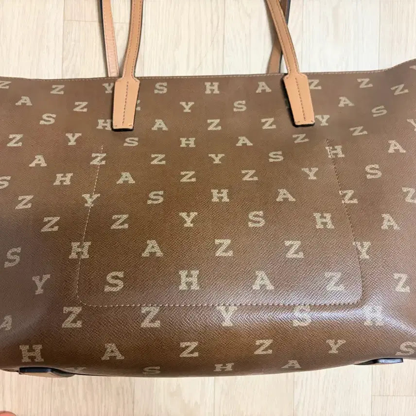 [BUNJANG] Hazzys Brown Leather Shoulder Tote Bag / 헤지스 숄더백 토트백 브라운 가죽