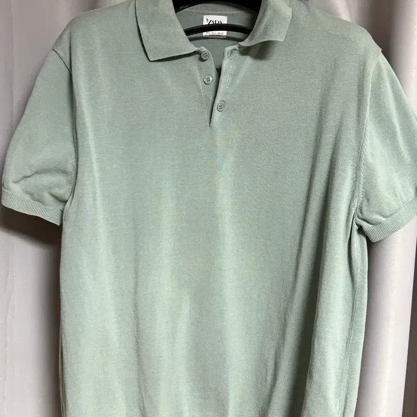 [BUNJANG] Zara Cotton Silk Polo Shirt Light Green / 자라 코튼 실크 폴로 라이트 그린
