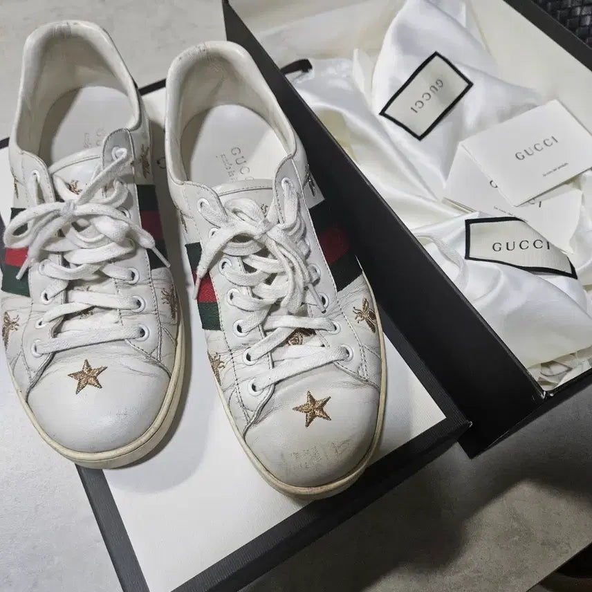 [BUNJANG] Gucci Stripe Star Bee Embroidered Sneakers / 구찌 스니커즈 8 사이즈 270  정품