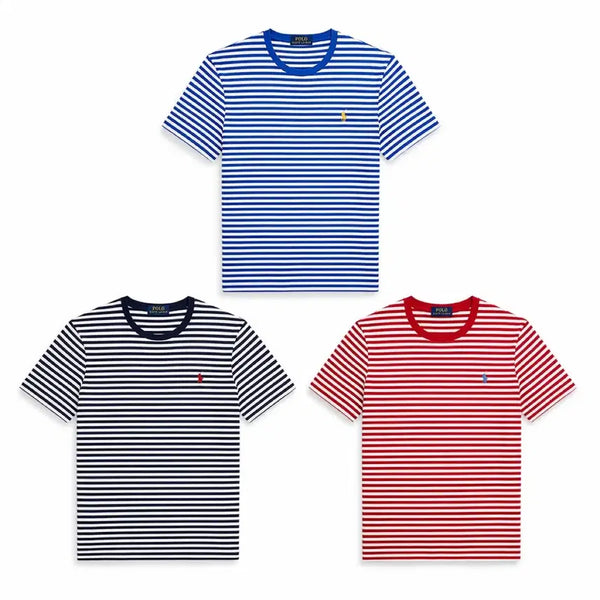 [BUNJANG] Polo Ralph Lauren Striped Short-Sleeve T-Shirt (Blue/Navy/Red) / 폴로 랄프로렌 단가라 스트라이프 반팔티 (블루/네이비/레드)