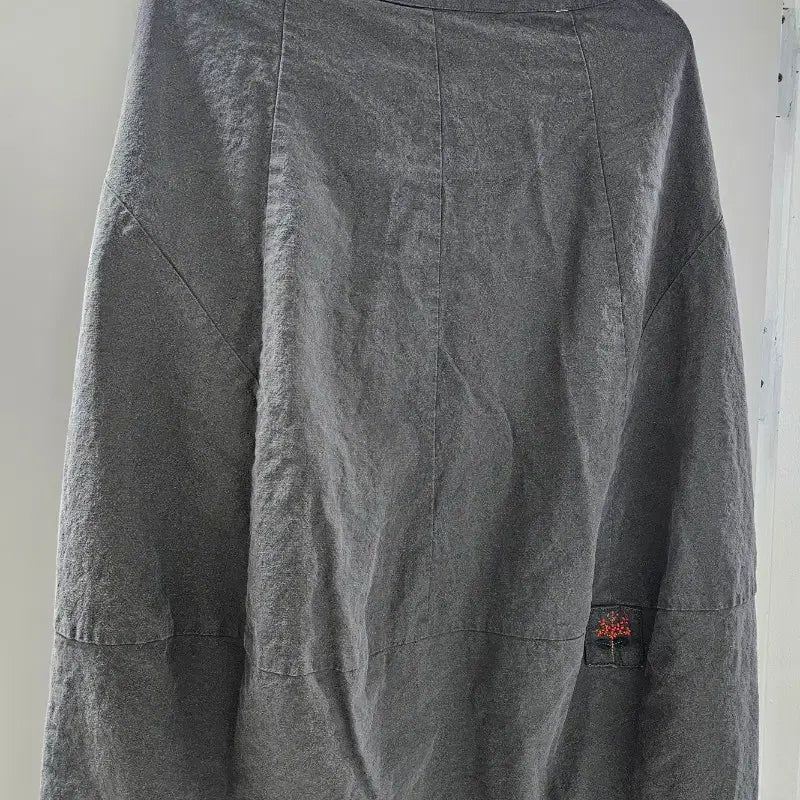 [BUNJANG] Mori Gray Linen Embroidered Long Skirt Vintage / 모리 회색 밴딩 린넨 자수 롱치마 빈티지 롱스커트