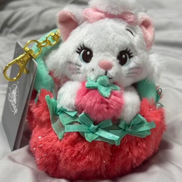 [BUNJANG] Disney Marie Strawberry Basket Plush Keychain / 디즈니 마리 딸기바구니 인형 키링 키체인