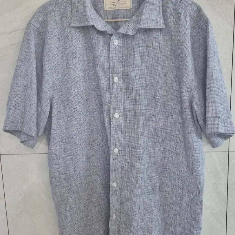 [BUNJANG] STCO DIEMS Men's Linen Blend Check Short Sleeve Shirt Blue / STCO DIEMS 잔체크 린넨 혼방 반팔 셔츠 블루 남성 의류