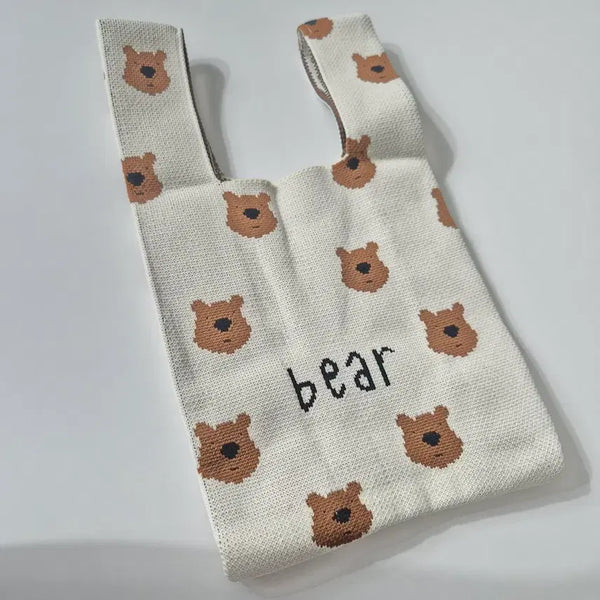 [BUNJANG] Bear Knit Eco Bag / 곰돌이 니트 에코백