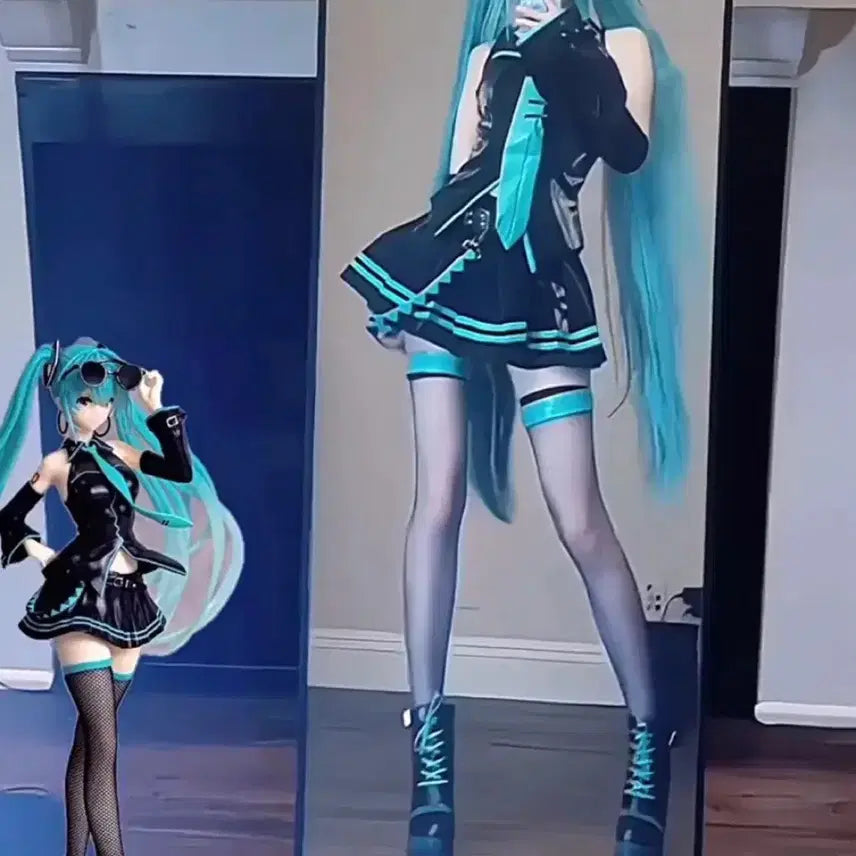 [BUNJANG] Vocaloid Hatsune Miku 16th Anniversary Black Stylish Cosplay Costume Set / [M/풀셋]보컬로이드 하츠네미쿠 16주년 블랙 스타일리쉬 코스프레