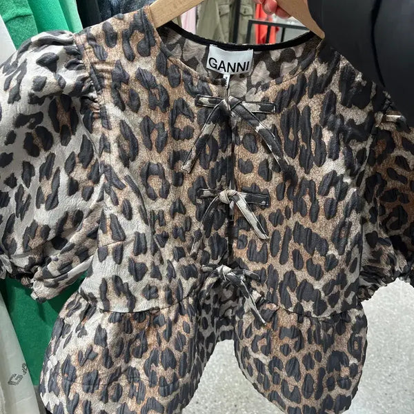 [BUNJANG] GANNI Leopard Pattern Blouse / 가니 레오파드 블라우스