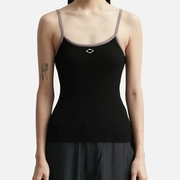 [BUNJANG] Mischief Rhombus Knit Camisole Sleeveless Black / [M] 미스치프 롬버스 니트 캐미솔 슬리브리스 나시 블랙