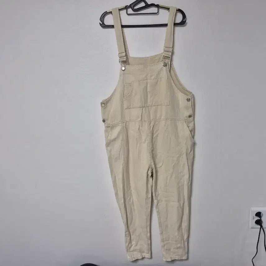[BUNJANG] Women's Beige Overalls Pants Free Size / 여성용 베이지색 멜빵 바지 free