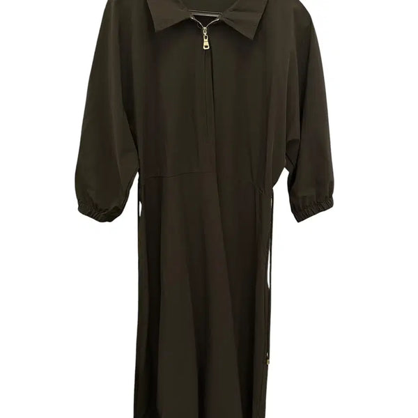 [BUNJANG] Women's Black Nylon String Collar Dress / 여성F/ 블랙 나일론 스트링 지퍼 카라넥 원피스
