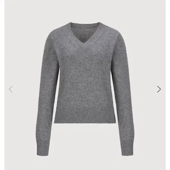 [BUNJANG] Low Sugar Dana Classic V-Neck Cashmere Knit Sweater - Gray / 로우슈가 정다나 클래식 브이넥 캐시미어 니트 스웨터 그레이