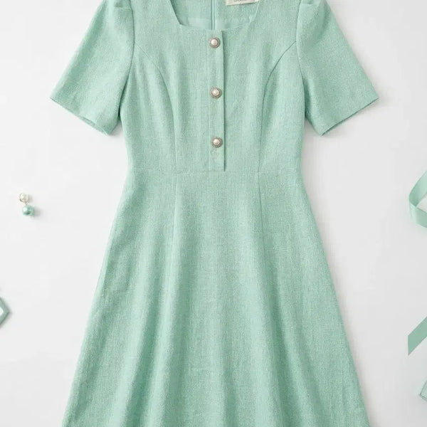 [BUNJANG] Women's Mint Tweed Dress / 여성M/ 시크라인 민트색 트위드 원피스