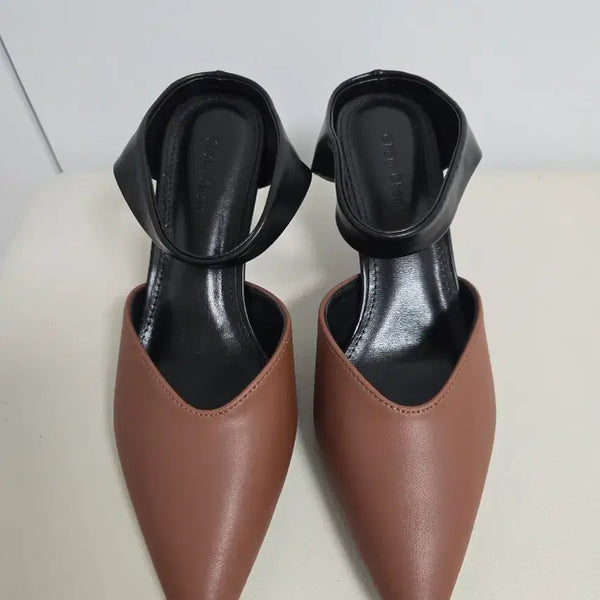 [BUNJANG] Brown Leather Mules 235 / 브라운 뮬 힐 235 새상품