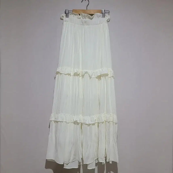 [BUNJANG] Lovely Chiffon Frill Maxi Long Skirt / 러블리 쉬폰 프릴맥시 롱 스커트