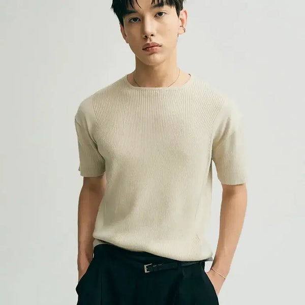 [BUNJANG] Noire Micro Ribbed Square Neck Half Knit / 노이어 마이크로 리브드 스퀘어넥 하프 니트