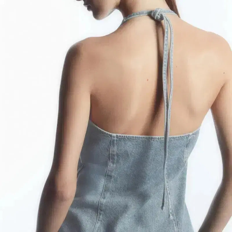 [BUNJANG] COS 23 Denim Halterneck Top / 새상품) 코스 COS 23년 데님 홀터넥 탑 청블라우스나시민소매페스티벌룩