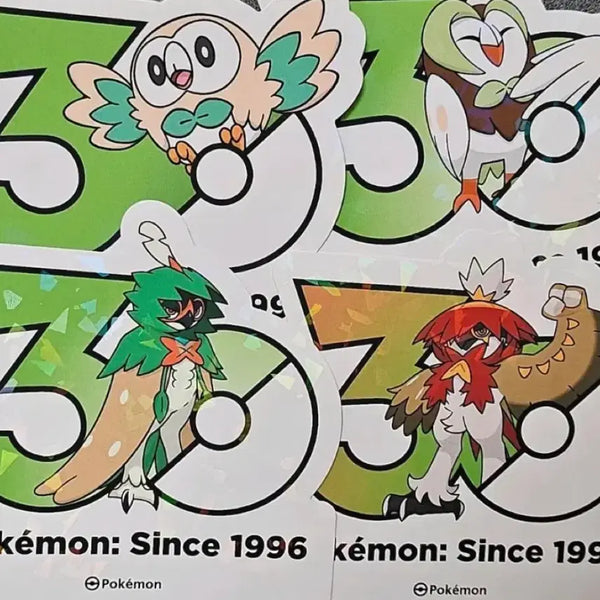 [BUNJANG] Pokemon 30th Anniversary Logo Stickers Set (Rowlet, Dartrix, Decidueye, Hisuian Samurott) / 포켓몬 30주년 로고 스티커 나몰빼미 빼미스로우 모크나이퍼 히스이 세트