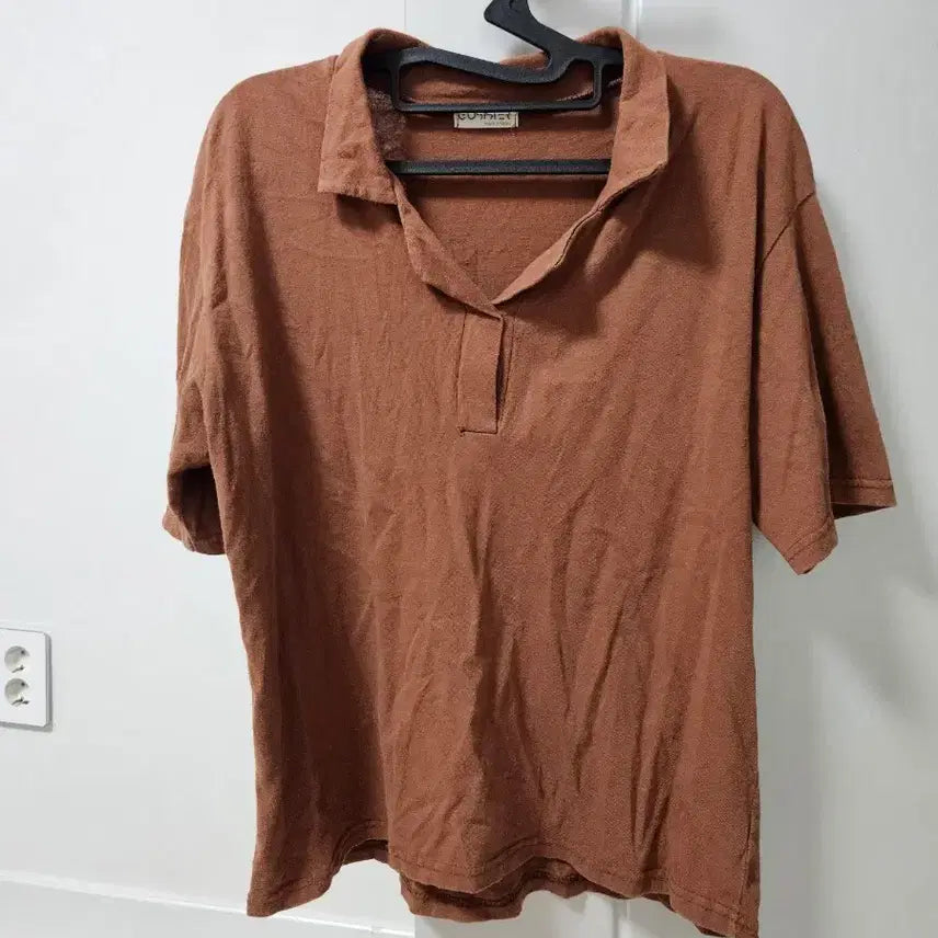 [BUNJANG] Brown Short Sleeve Shirt / 브라운 반팔 셔츠