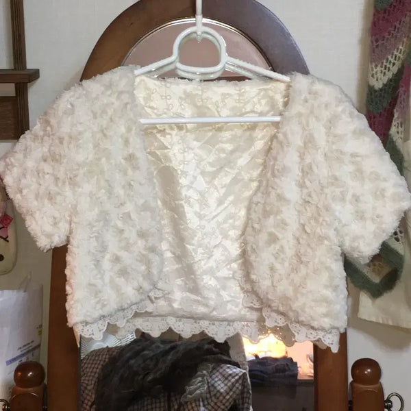 [BUNJANG] Vintage Lace Fur Cardigan / [옷장정리 SALE] 빈티지 레이스 퍼 가디건