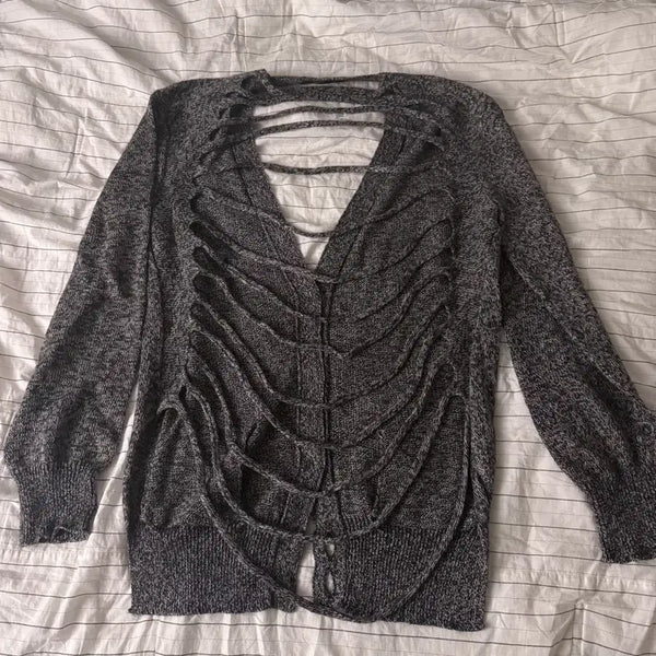 [BUNJANG] Alexander Wang Back Drape Cutout Wool Cotton Cardigan / Alexander wang 알렉산더왕 백 드레이프 컷아웃 울 코튼 가디건