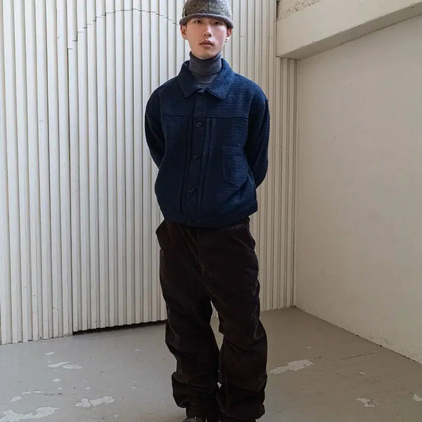 [BUNJANG] Karakter Weave Trucker Jacket Navy / 카락터 Weave trucker jacket / Navy