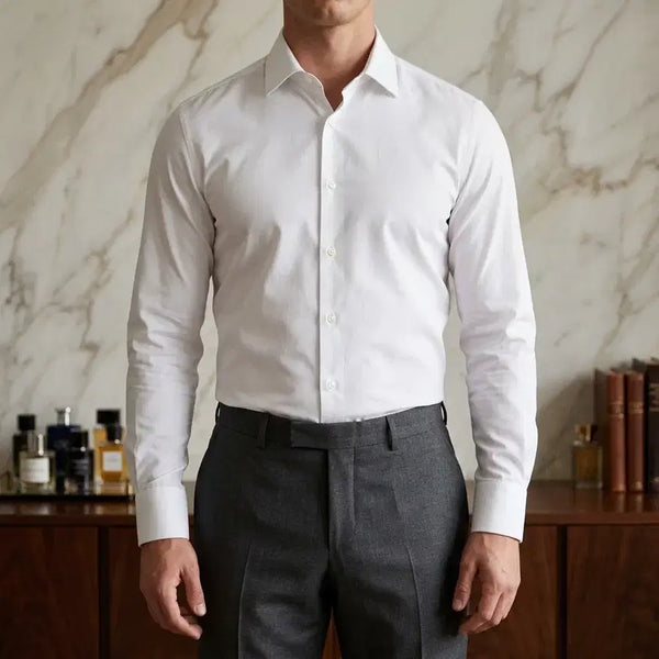 [BUNJANG] TIME White Long-Sleeve Dress Shirt 39 / 타임 베이직 화이트 긴팔 드레스 셔츠 39