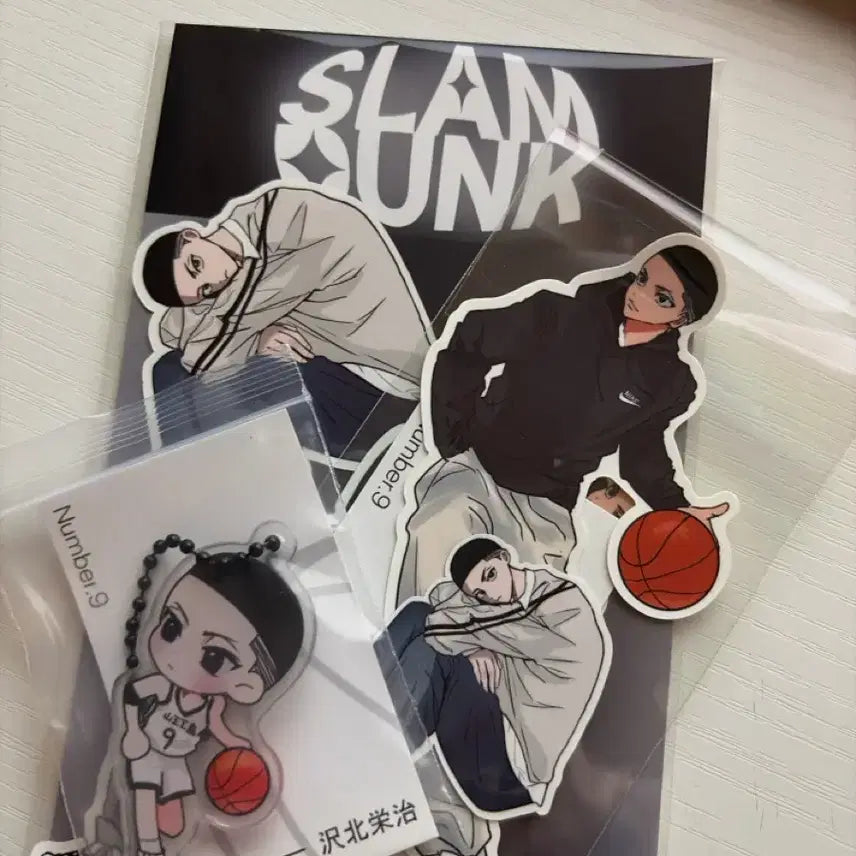 [BUNJANG] Slam Dunk Jung Woo-sung Sticker & Keyring (Unsealed) / 슬램덩크 비공굿