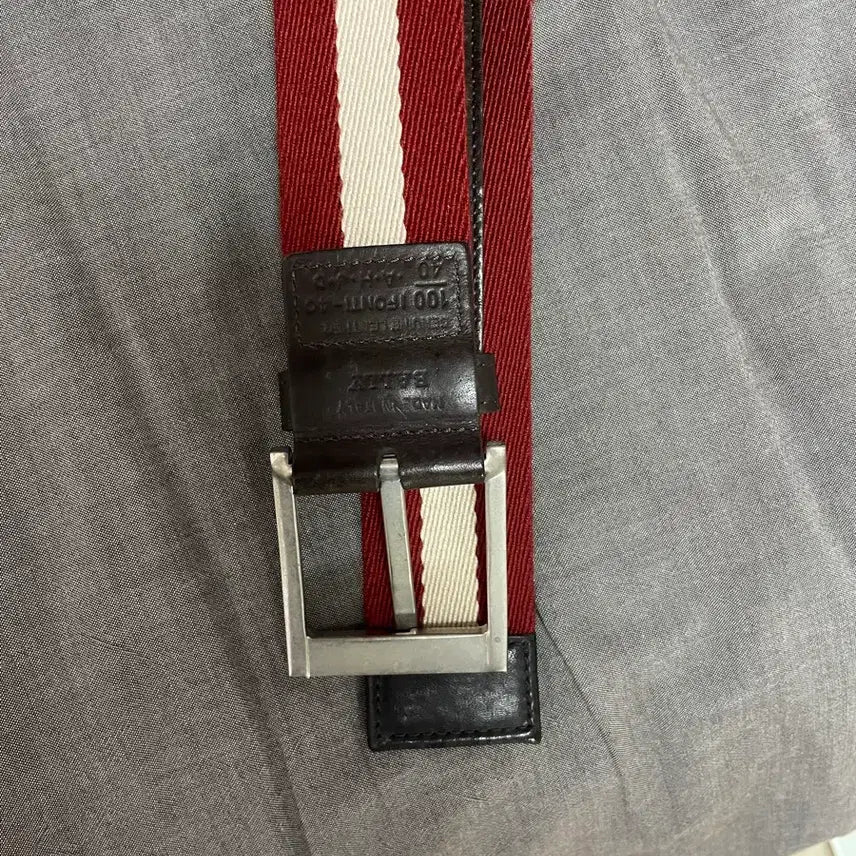 [BUNJANG] Bally Leather Trimmed Striped Belt / 빌리 허리띠  정품