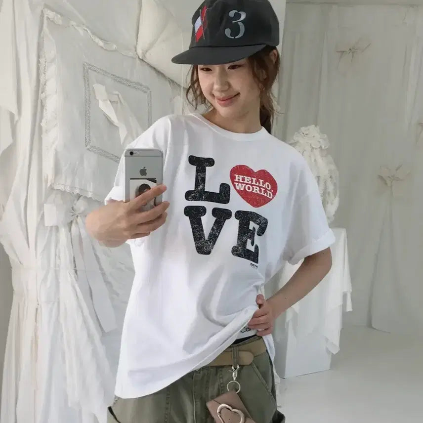 [BUNJANG] Meem The Wardrobe LOVE T-Shirt White Size 1 / 밈더워드로브 LOVE 반팔 팔아요(거의 새거)