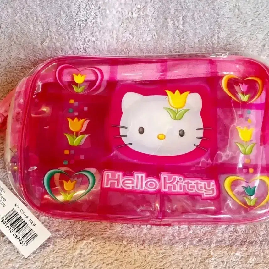 [BUNJANG] Sanrio Hello Kitty Tulip PVC Pouch / 키티 수납, 키티 pvc 파우치, 튤립키티 파우치