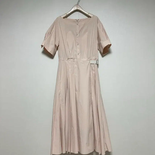 [BUNJANG] Duel 25 Boat Neck Crinkled Pleated Dress / 듀엘25 보트넥 바스락 플리츠원피스